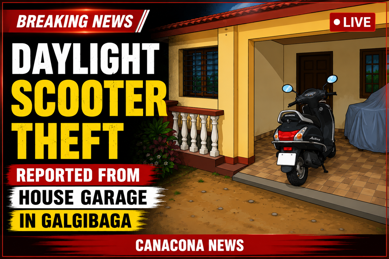Honda Activa Stolen from House Garage in Galgibaga; Police Launch Probe