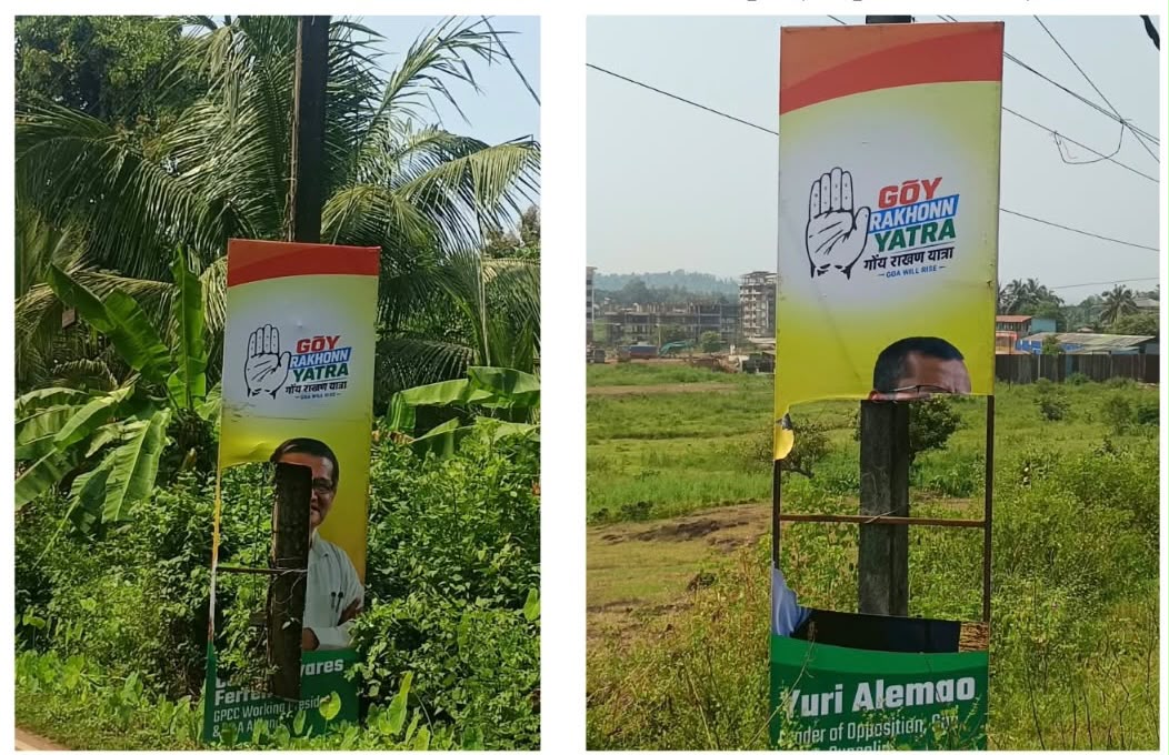 Tear Posters, Not Goa’s Voice: Congress Slams Alleged Vandalism in Sankhali