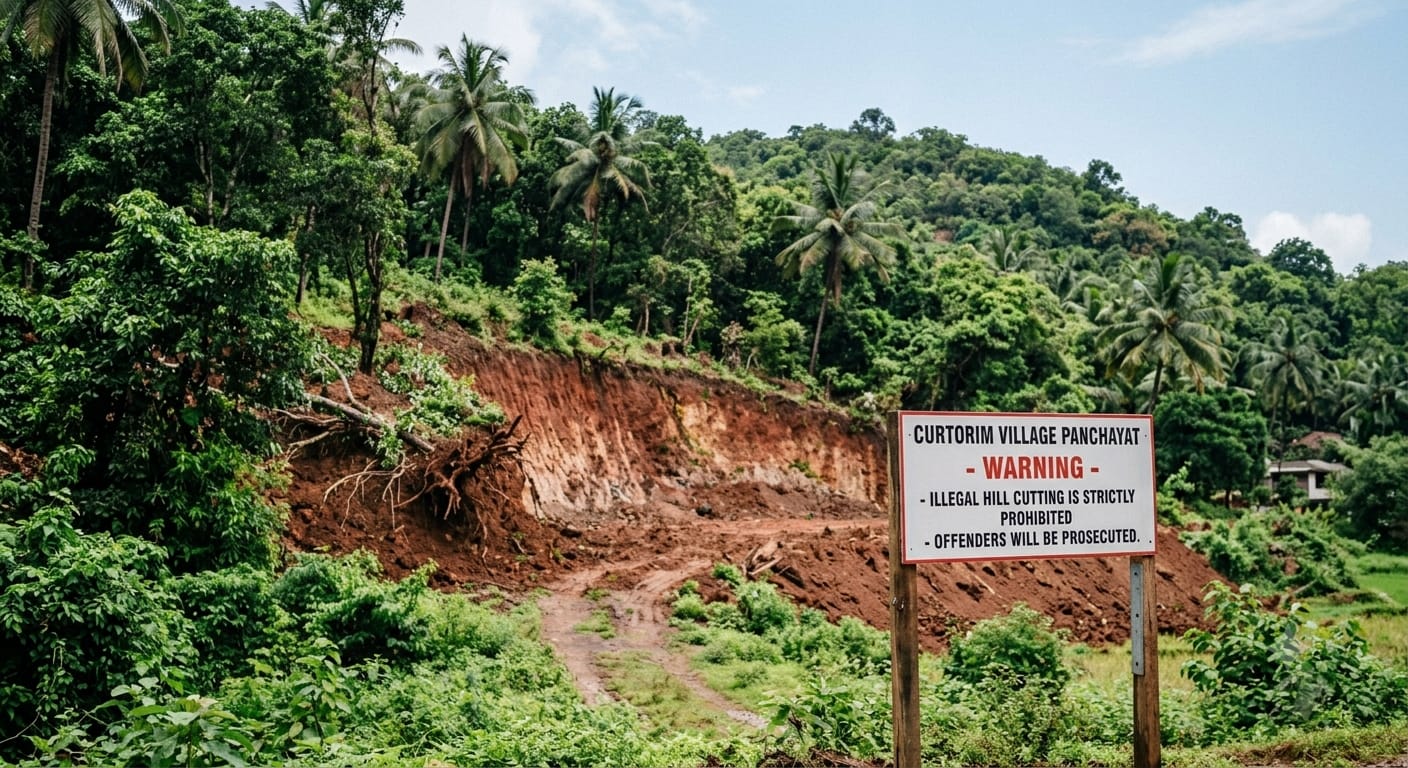 Curtorim Panchayat Puts Developers on Notice Over Hill Cutting