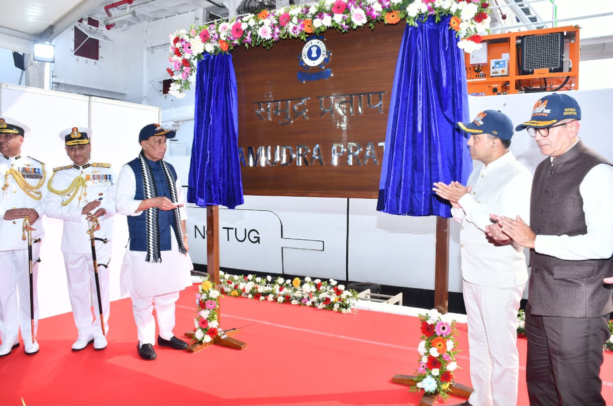 Union Defence Minister Rajnath Singh Commissions ICGS Samudra Pratap in Goa..