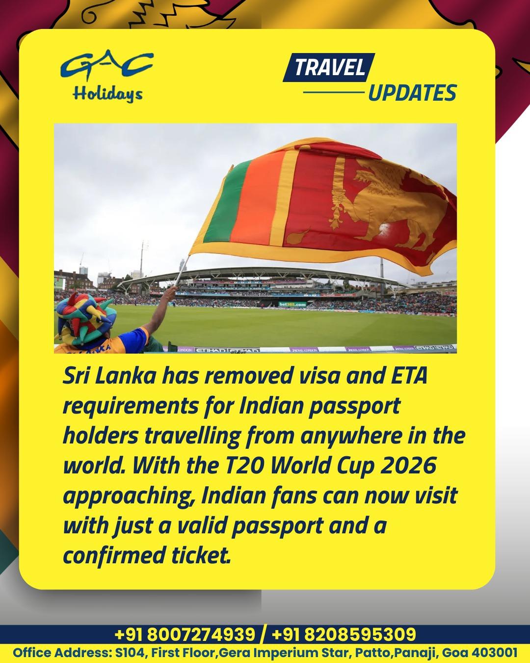 Sri Lanka Opens Doors for Indian Fans: Visa-Free Travel Announced for T20 World Cup 2026.