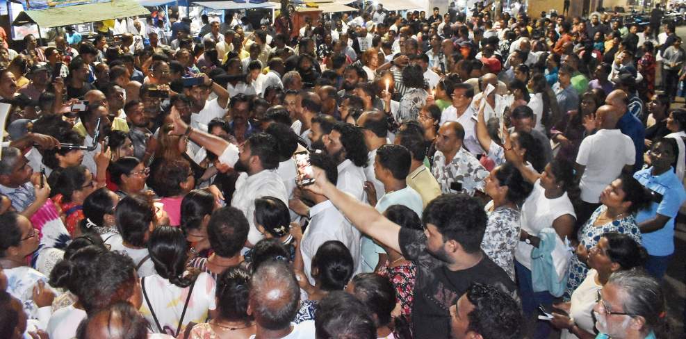 Hundreds March To Vasco Police Station Demanding Arrest Of Gautam Khattar.