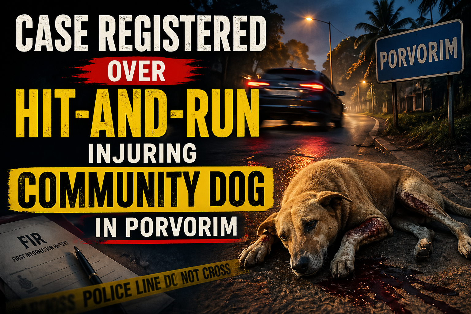 Case Registered Over Hit-and-Run Injuring Community Dog in Porvorim.