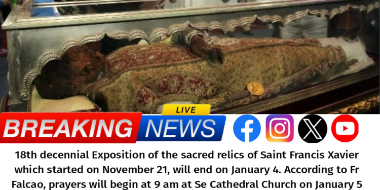 Veneration of St Francis Xavier’s relics ends today
